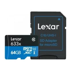 Lexar - Micro SD Kort Med Adapter 64GB